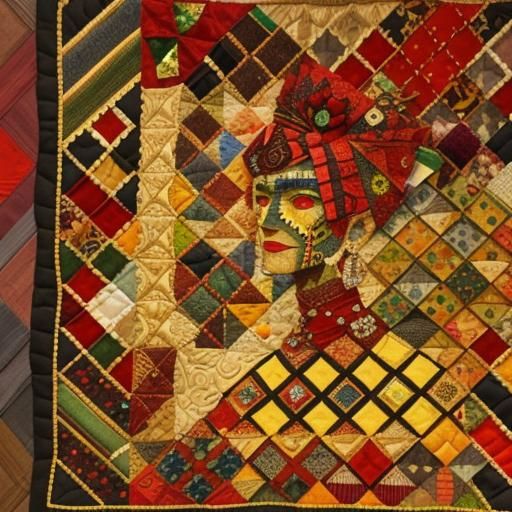 Beautiful 3D Face Made of Patchwork and Jewels