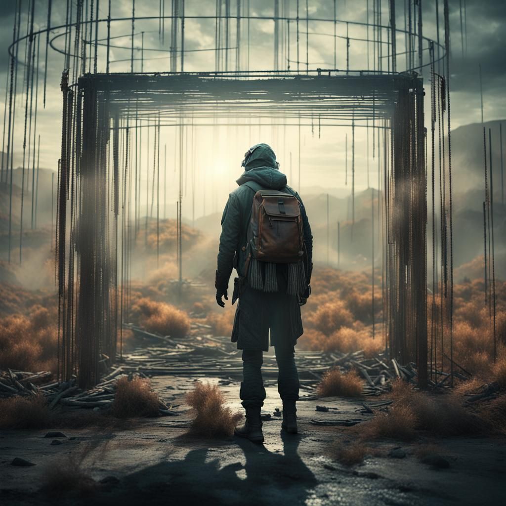 Post-Apocalyptic Scientist Crossing Dimensional Portal