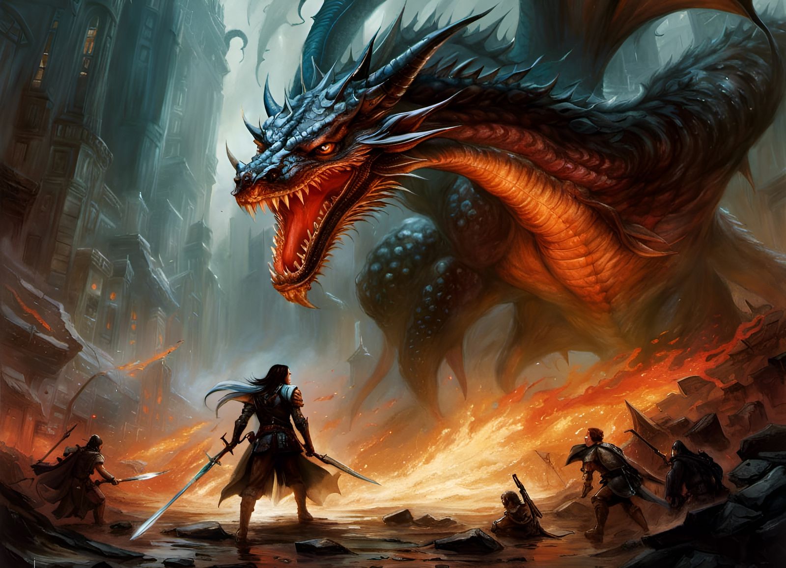 Dragon Fight in Lair: A Digital Art Fairytale
