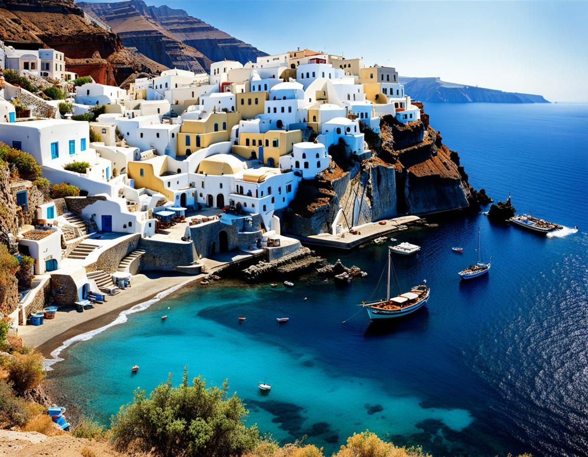 Santorini Coastal Village Inspired by Rackham and Brown