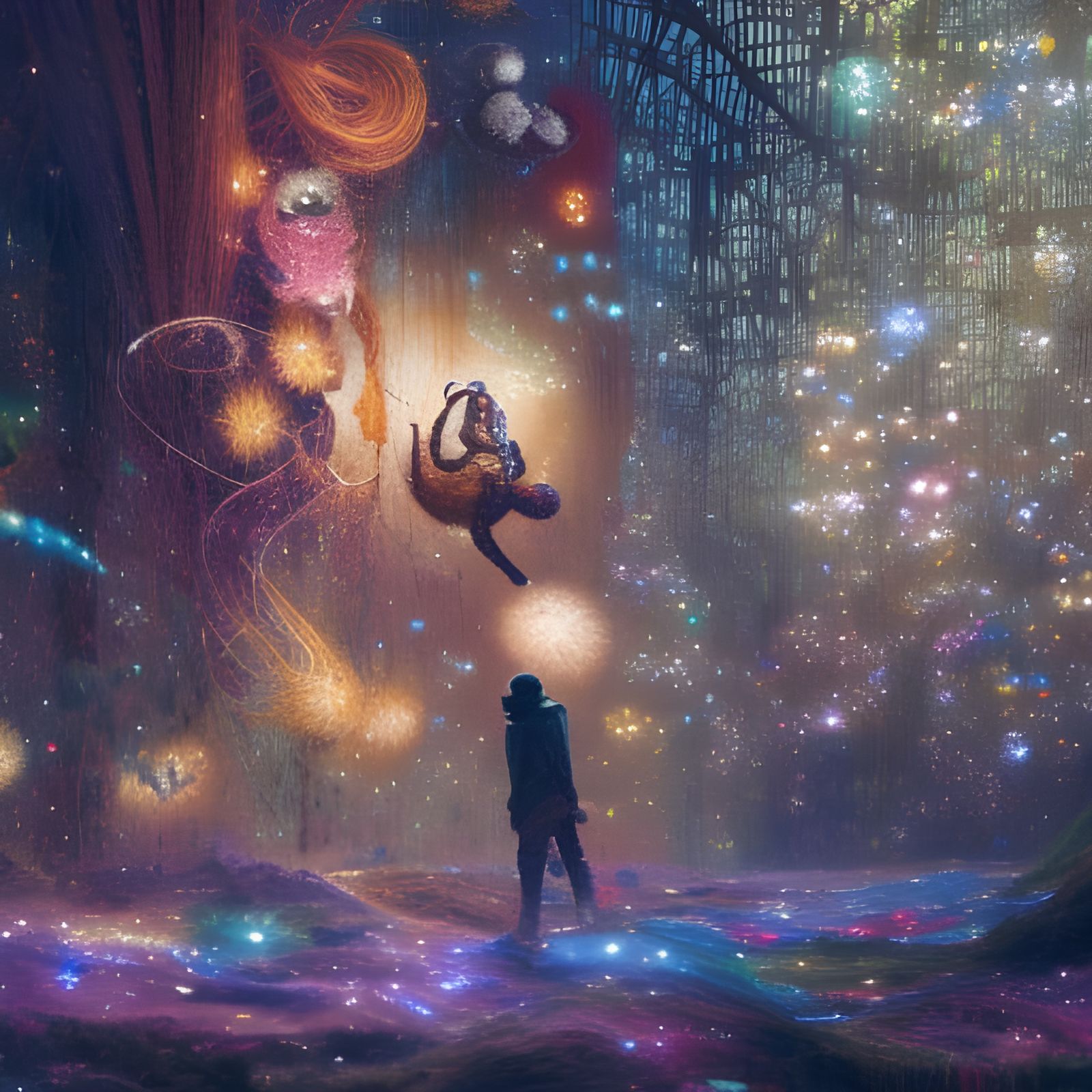 Magic Yarn Ball with Stars and Fireflies