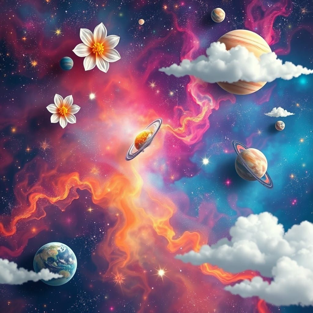 Whimsical Dreamlike Galaxy Cosmos