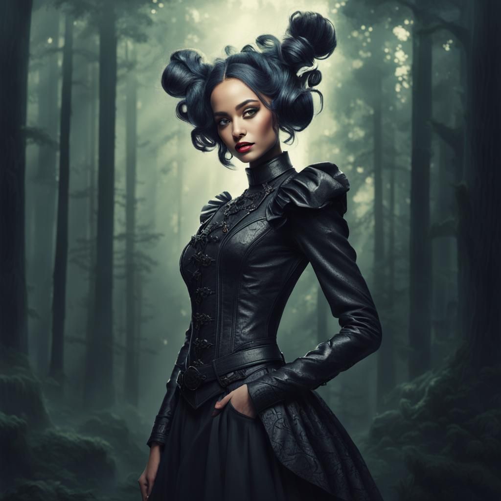 Princess in Forest, Dressed Elaborately