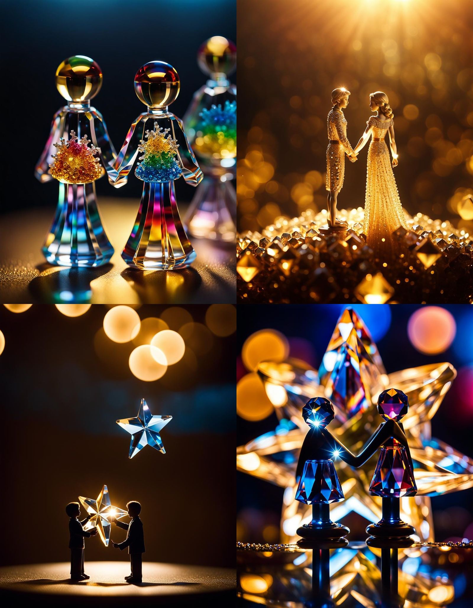 Crystal Figurines of Couple Floating Above Crystal Star