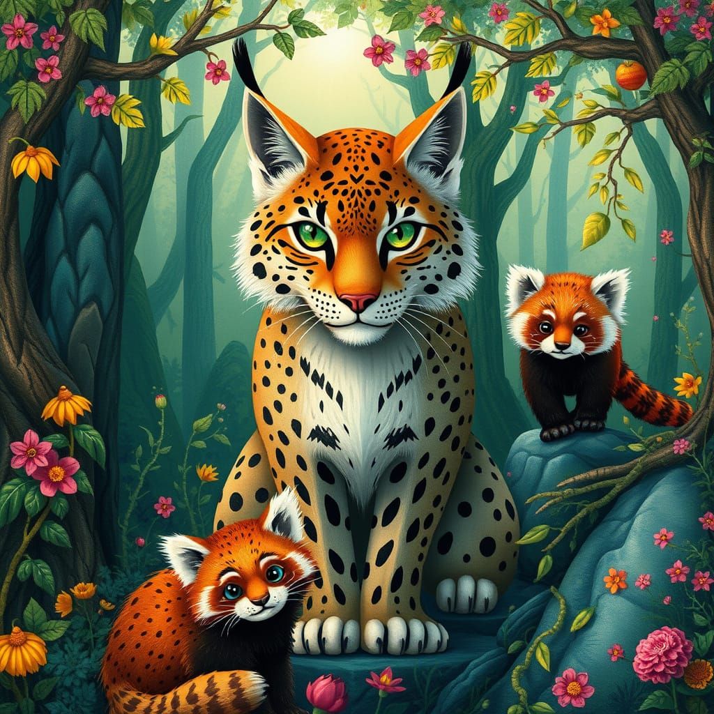 Majestic Forest Creatures in Whimsical Style