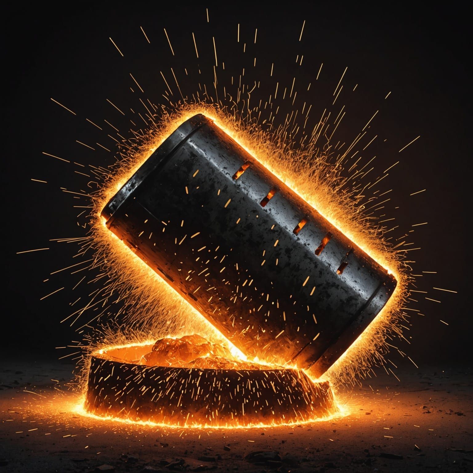 Dramatic Thermite Welding at Night in 3D Rendering