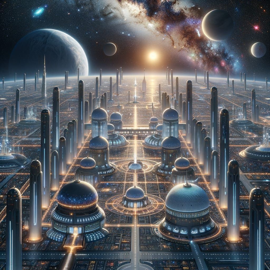 New Jerusalem Space City in Futuristic Orbit