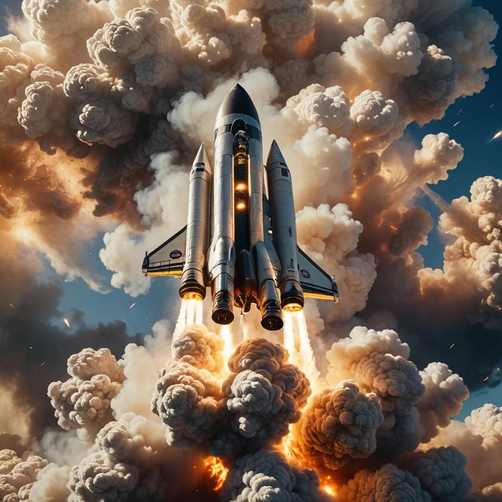 Spectacular NASA Spaceship Launch in Golden Hour