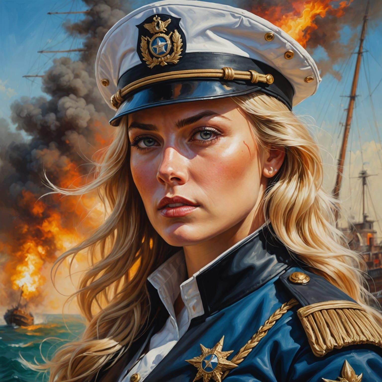 Hyperrealistic Oil Painting of a Pirate Captain