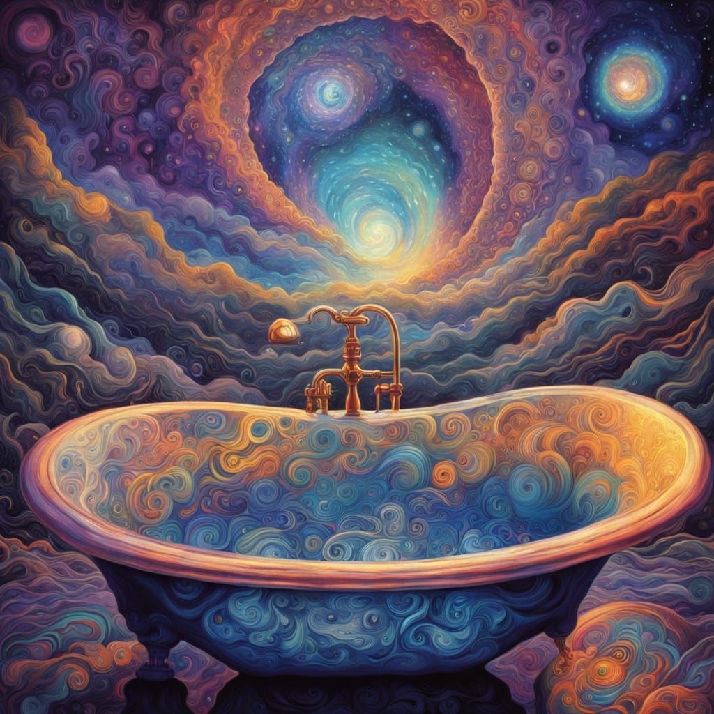 Cosmic Bathtub Nebula Illustration in Visionary Art Style