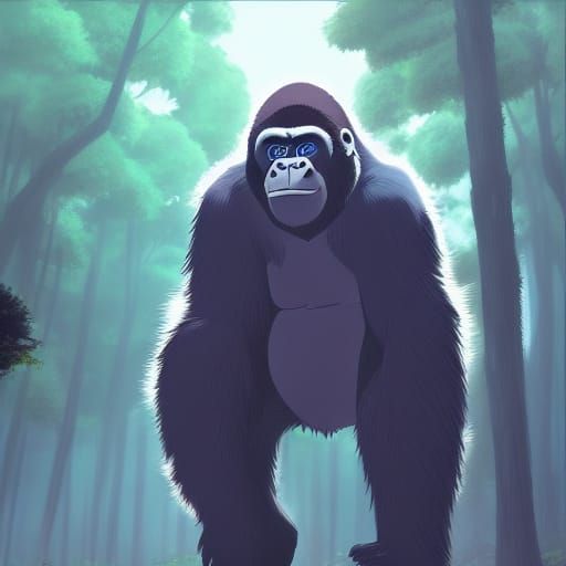 Gorilla in Studio Ghibli Anime Style