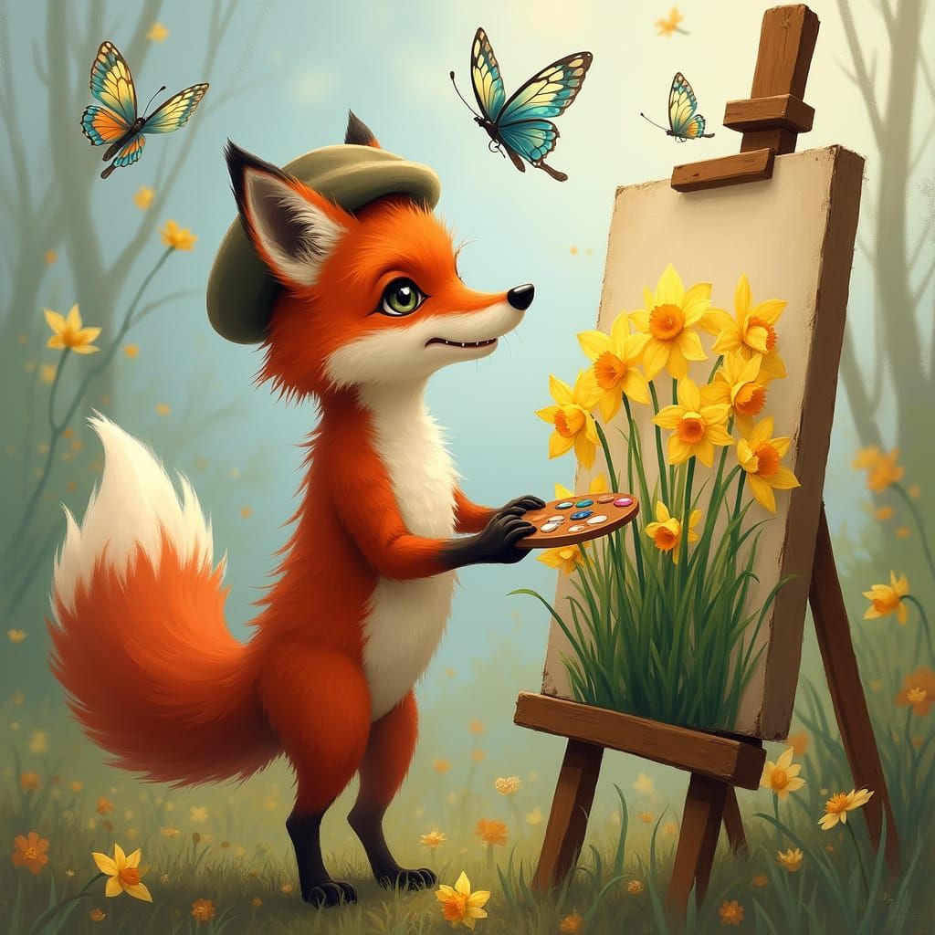 Enchanted Fox Brings Spring Blooms to Life in Whimsical Art