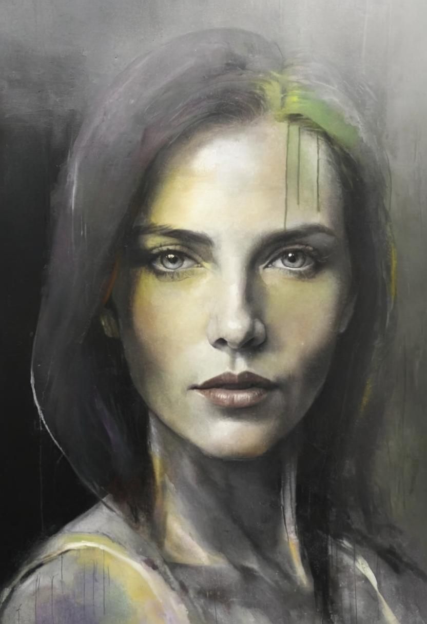 Elegant Woman's Portrait as Impasto Painting