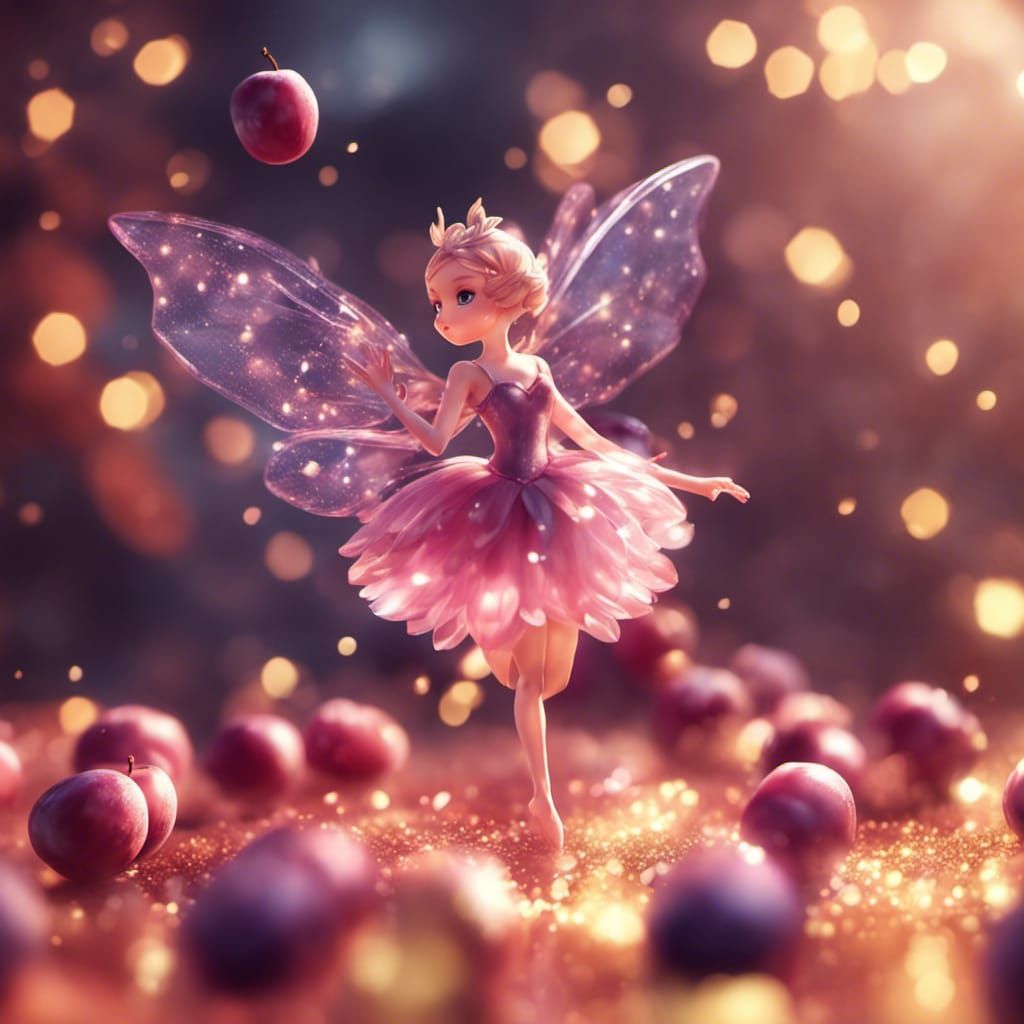 Fairy Dancing on Plums in Anime Style