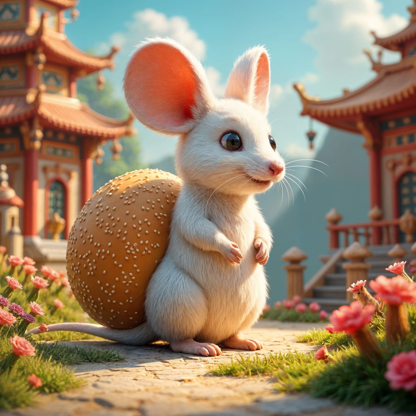 Mouse as Sesame Bun: Detailed Fantasy Art