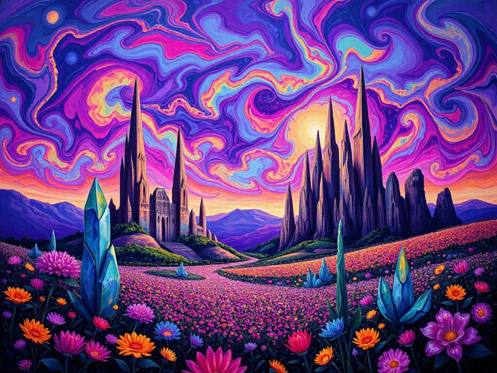 Surreal Landscape of Vibrant, Dreamlike Oz