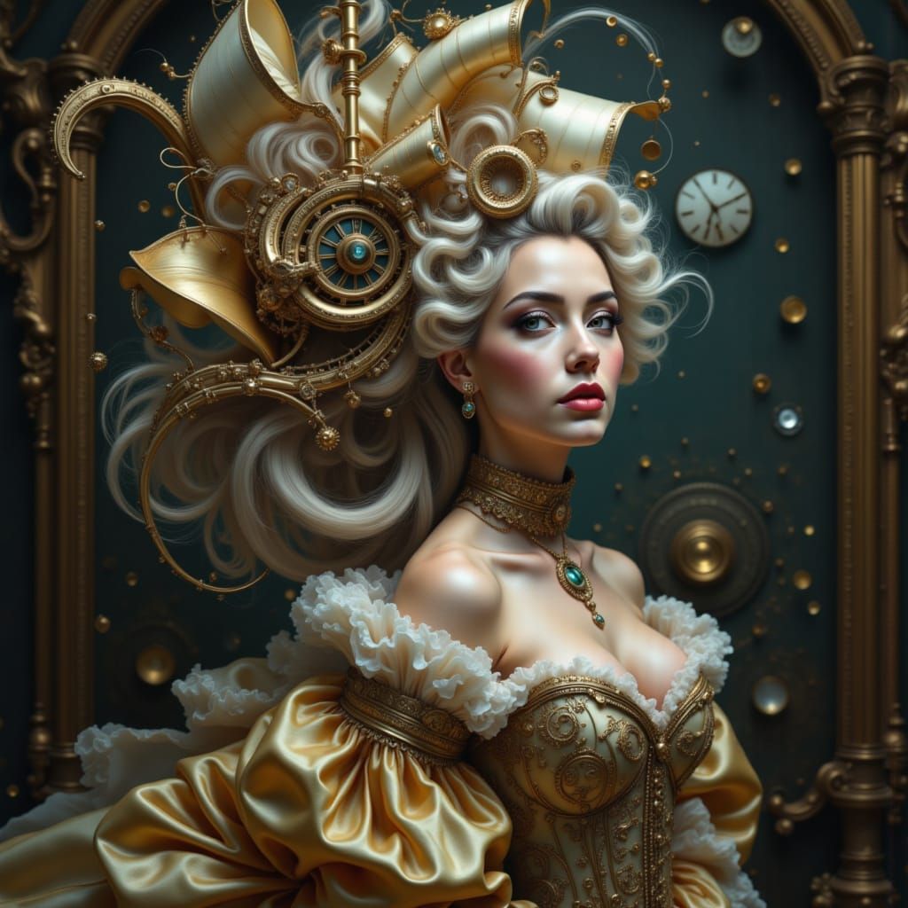 Marie Antoinette Steampunk Portrait in Baroque Style