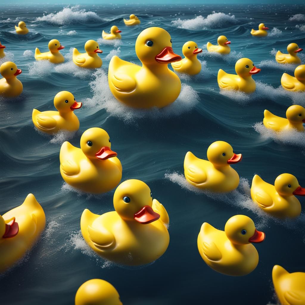 Rubber Duck in Ocean: Detailed Matte Painting