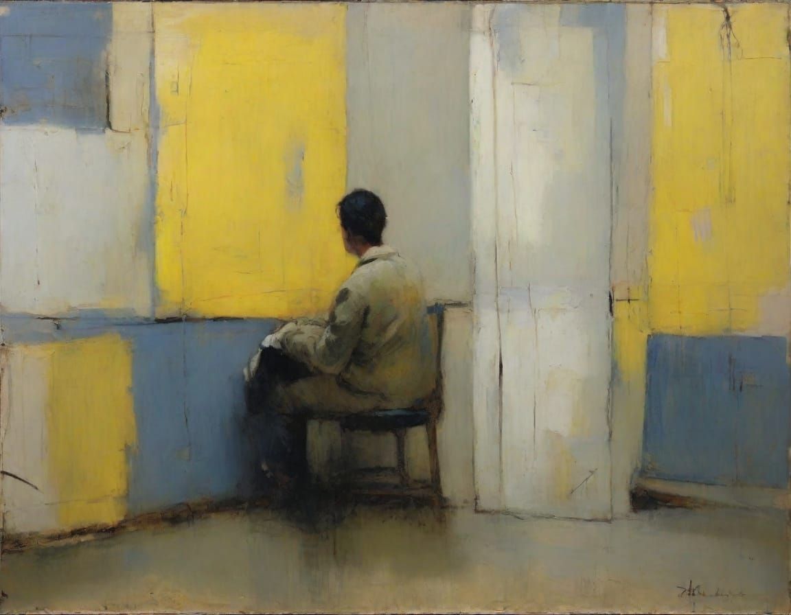 Impressionist Oil Painting of a Figure in Defeat