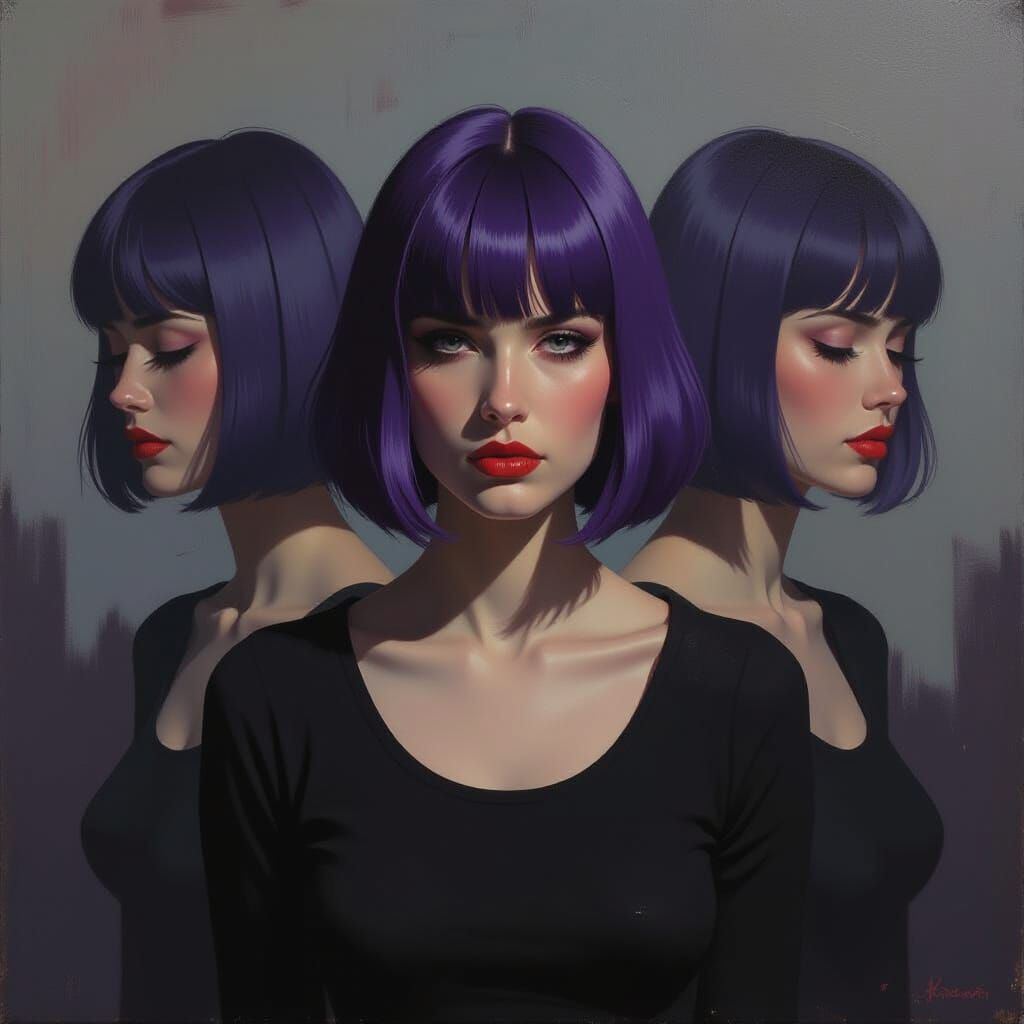 Surreal Portrait of Woman With Fragmented Expressions