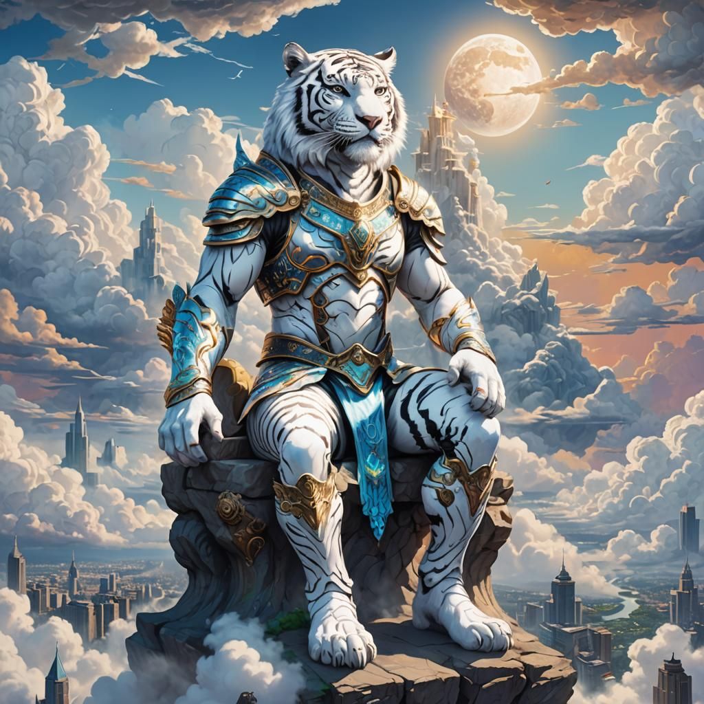 White Tiger Anthro on Cloud Throne