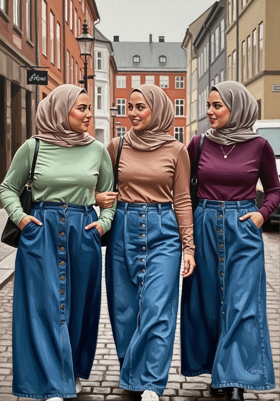 Elegant Danish Women in Copenhagen: An Oil Painting