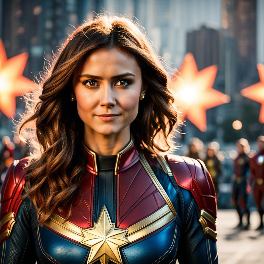 Nina Dobrev as Captain Marvel: Professional Photography