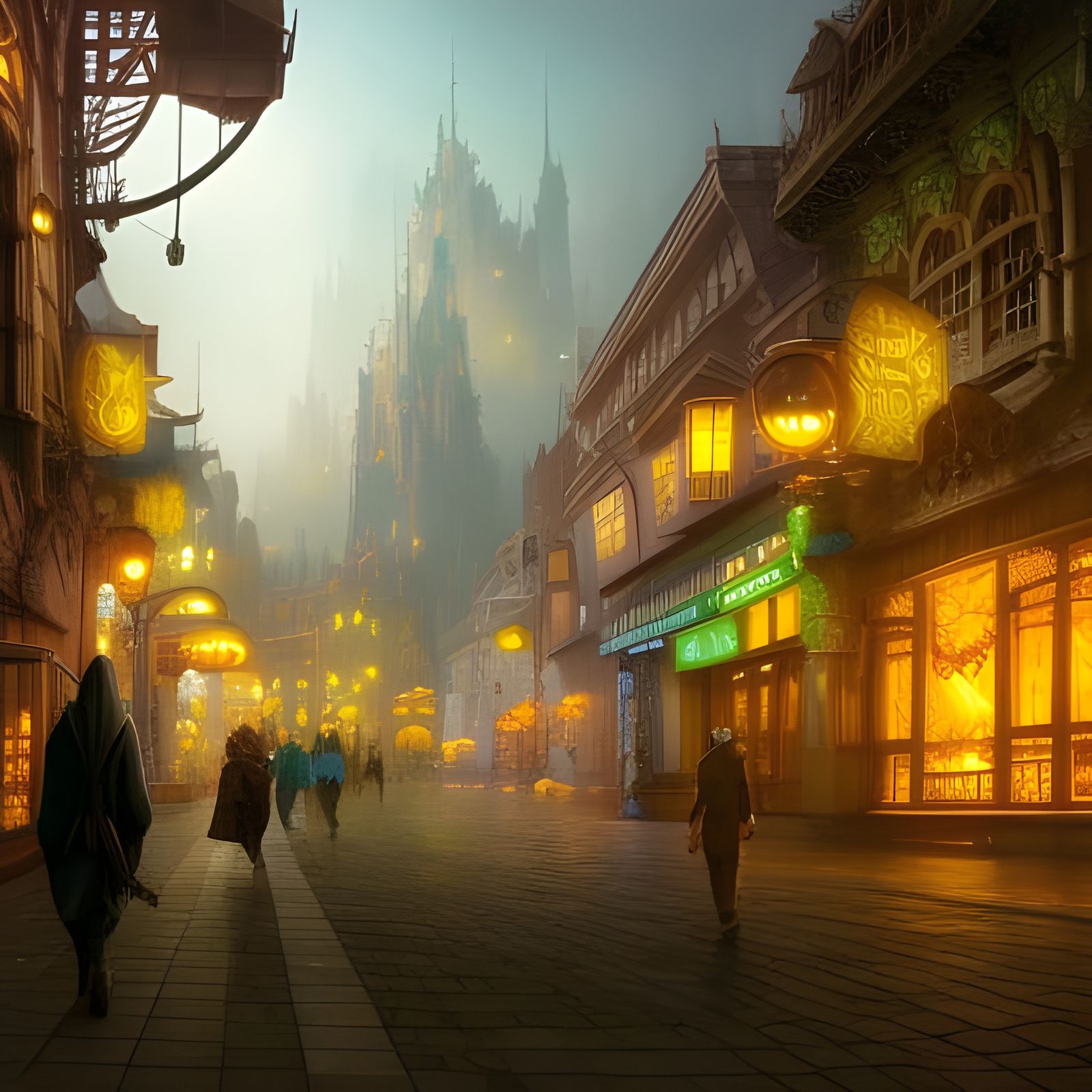 Fantasy City at Night: 3D Matte Painting