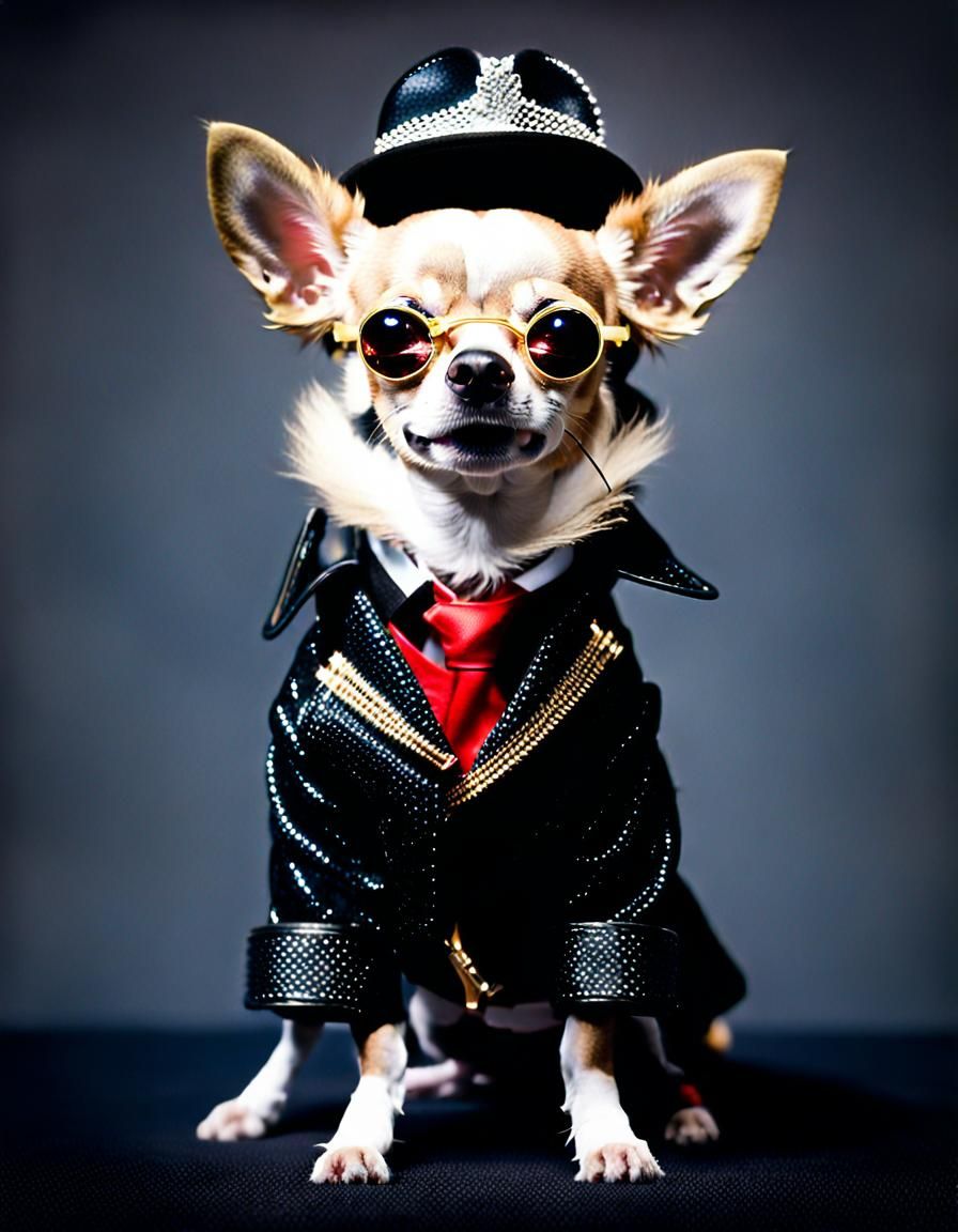 Chihuahua as Michael Jackson in Sharp Focus Photo