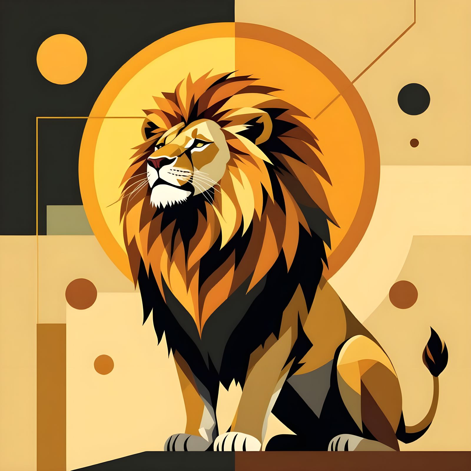Minimalist Lion Logo with Geometric Mane