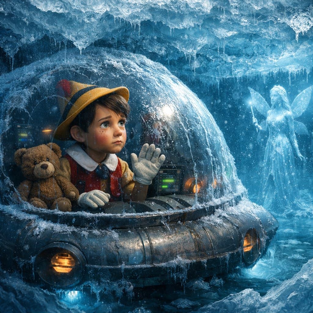 Pinocchio Trapped at Sea, Wishing to Be Real