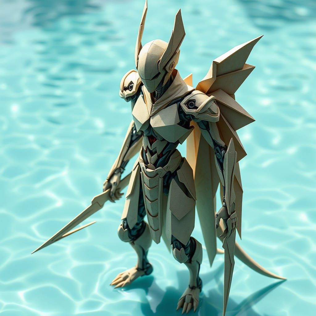 Origami Warrior Meets Alien Robotics in Stunning 8K Art