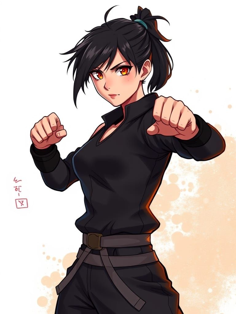 Confident Martial Artist in Anime Manga Style
