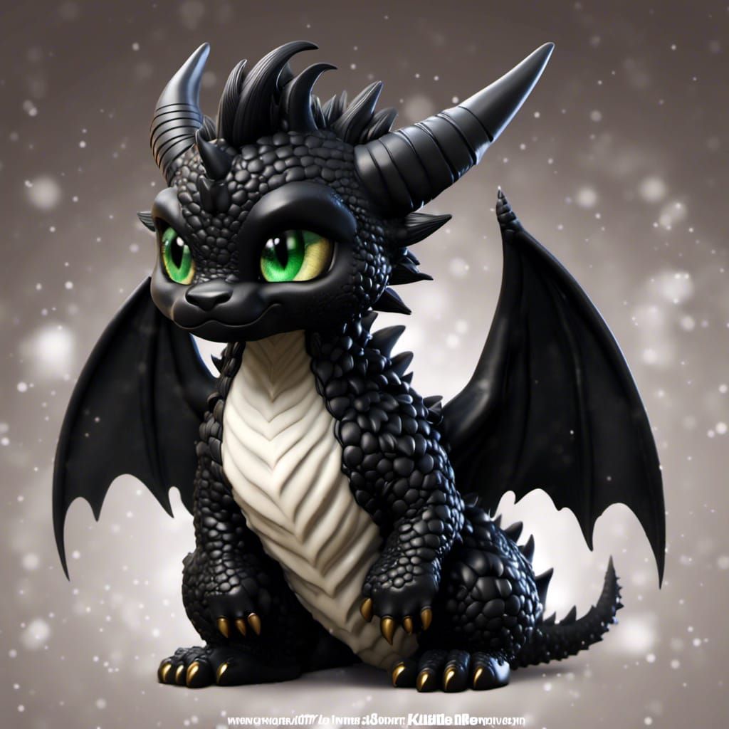 Fierce Fluffy Snow Drop Chibi Dragon with Wings