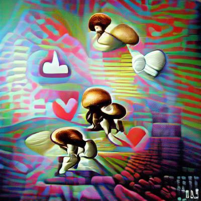 Psychedelic Mushroom Art in Retro Style