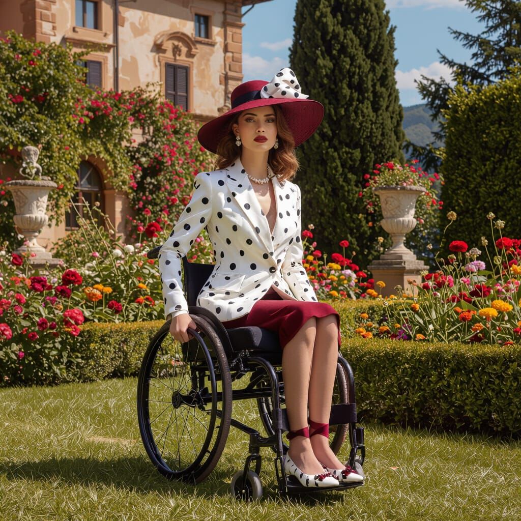 Glamorous Woman in Polka Dot Fashion Ad