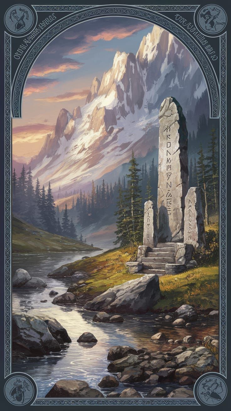 Magical Tome of Runes in Classic Fantasy Style