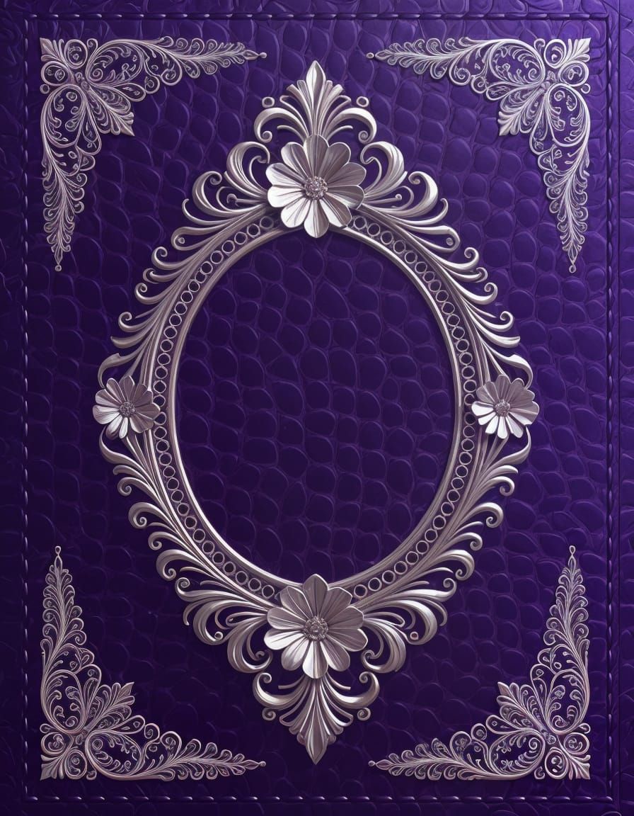 Luxurious Lavender Book Cover with Silver 3D Decorations