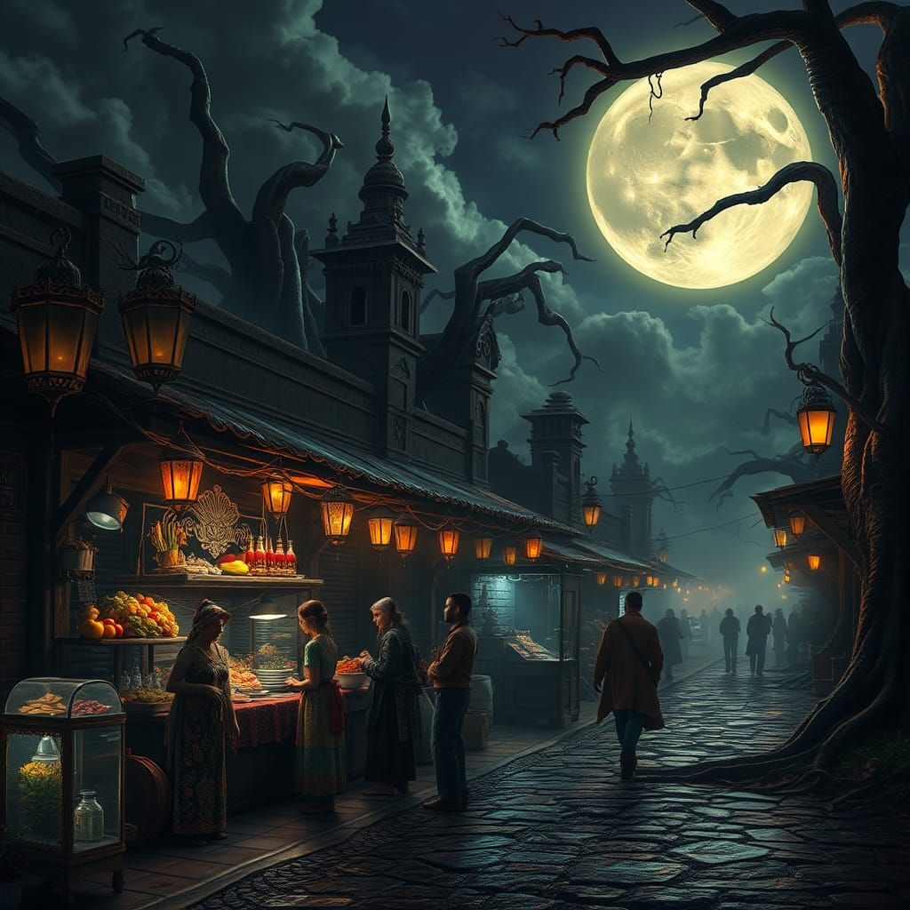 Mystical Mexican Street Food in Dark Fantasy Style