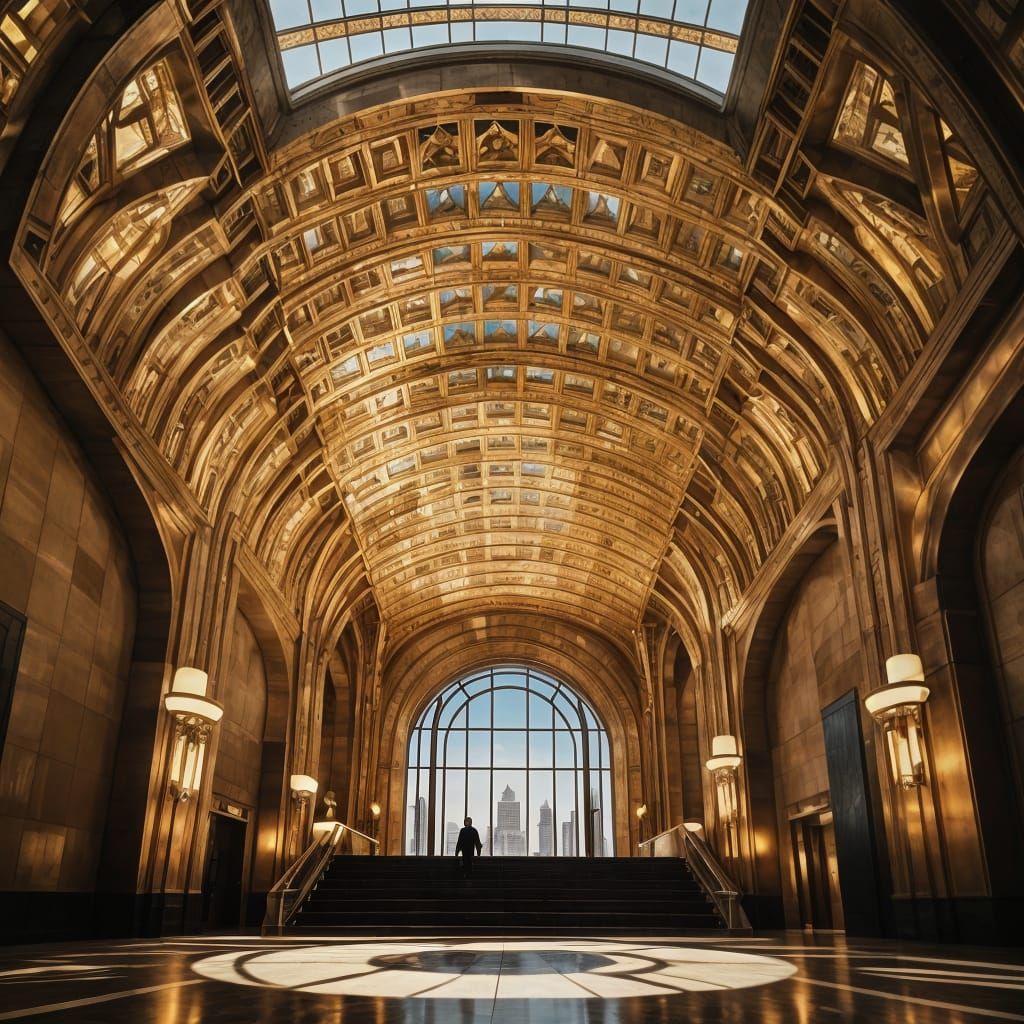 Art Deco Skyscraper Lobby Interior