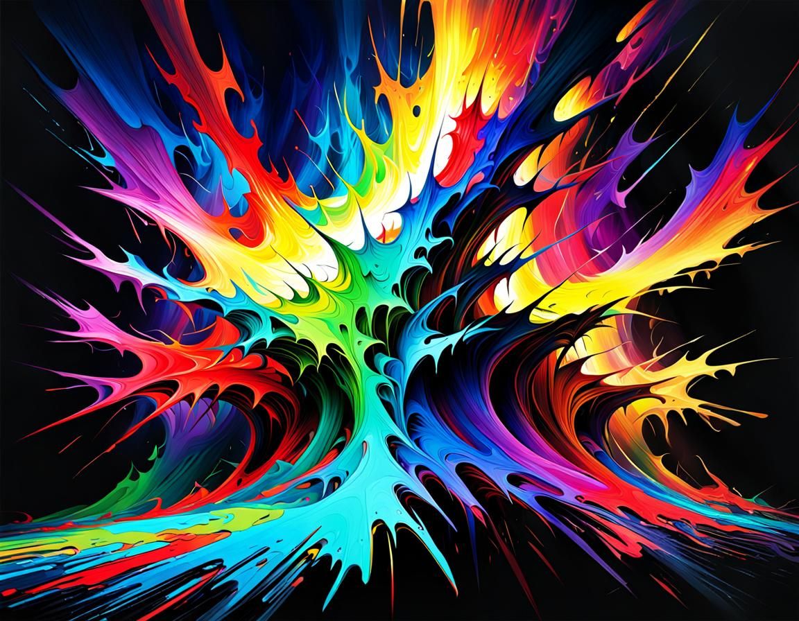 Chaotic Abstract with Dynamic Cascading Colors