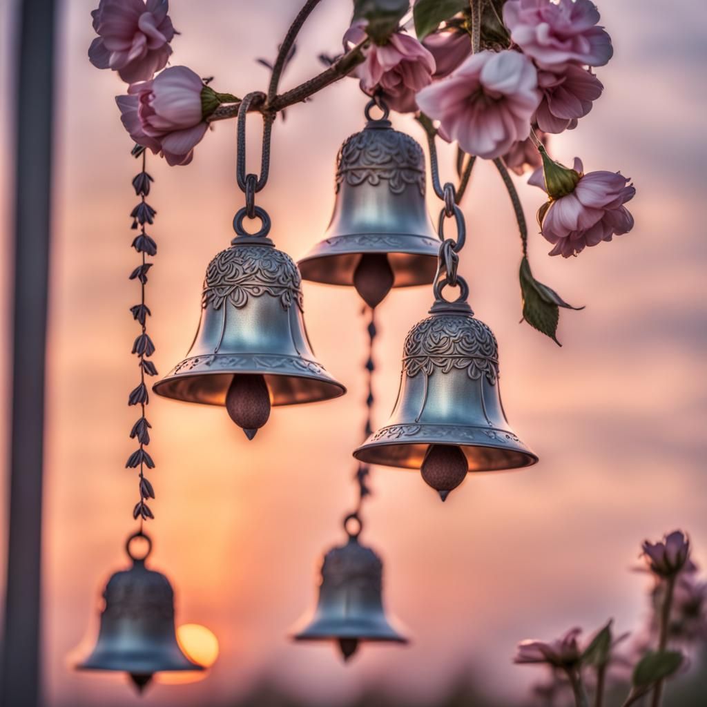 Metallic Flower Bells in Pastel Sunset Aesthetic