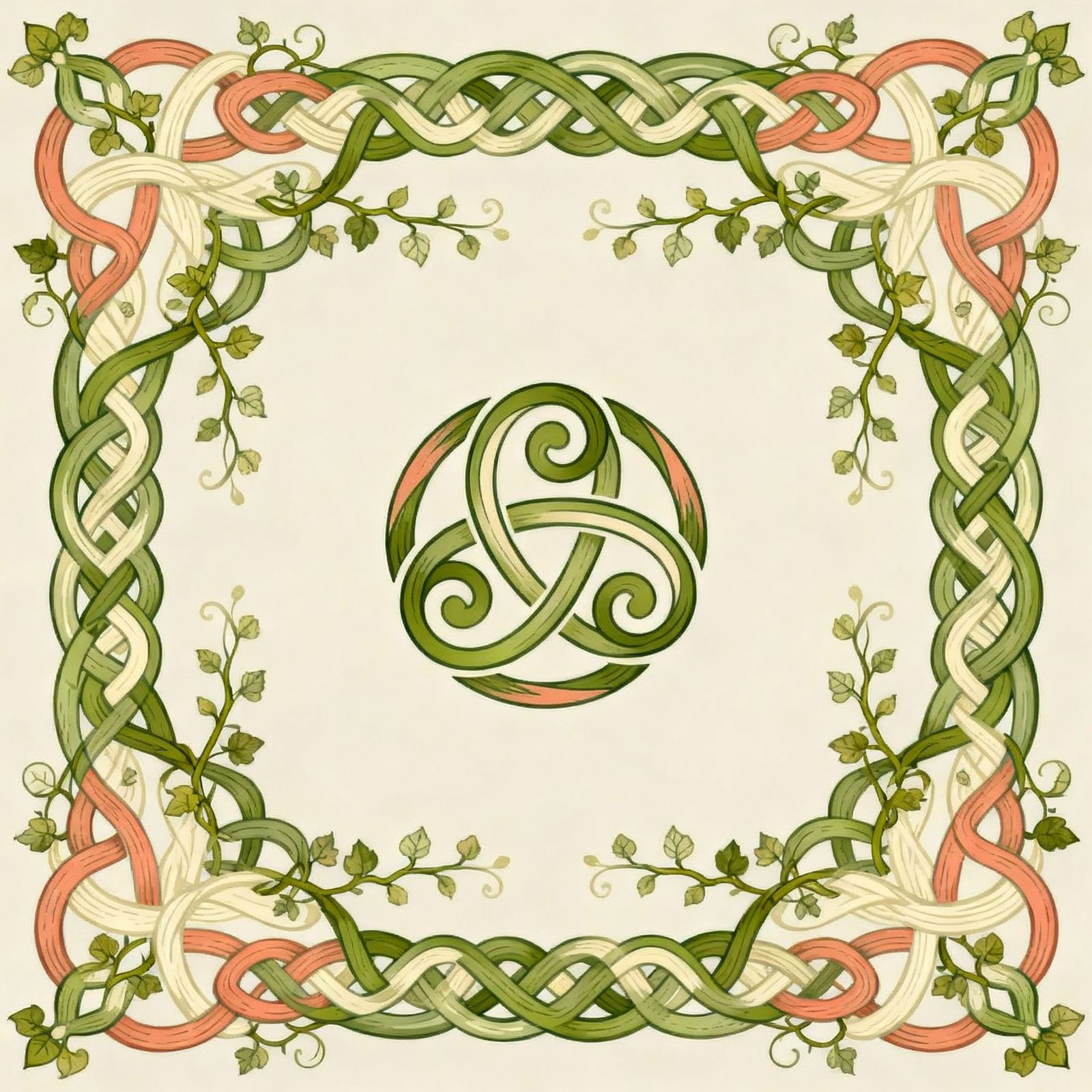 Adorable Celtic Knot and Vine Pattern with Triskelion Center