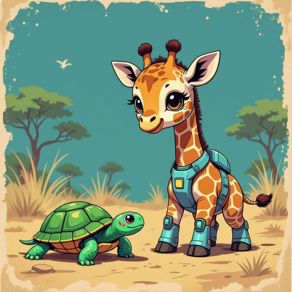 Giraffe with Turtle