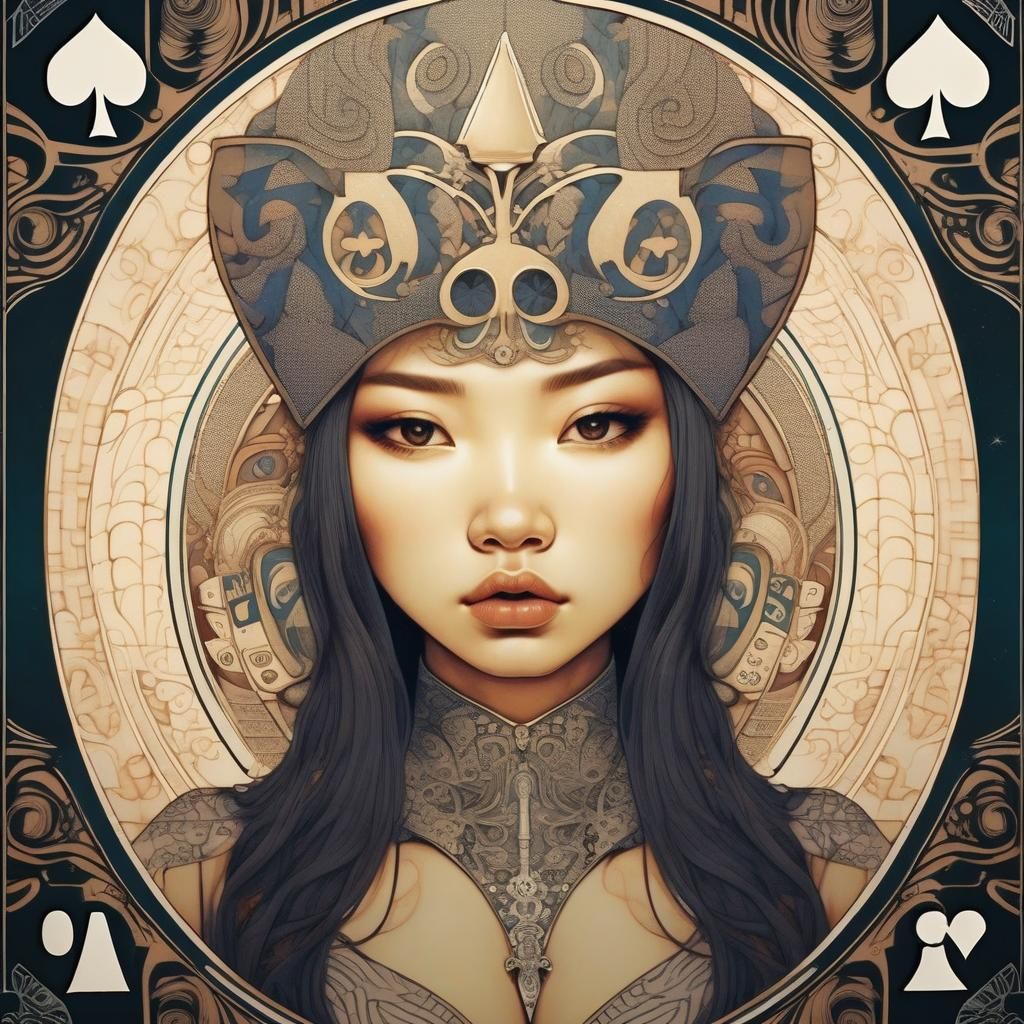 Surreal Queen of Spades Card Artwork
