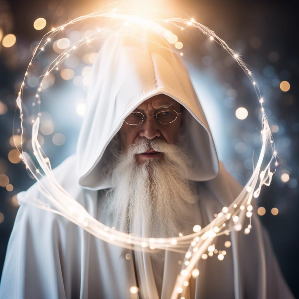 White Wizard Casting Spell in Angelic Light