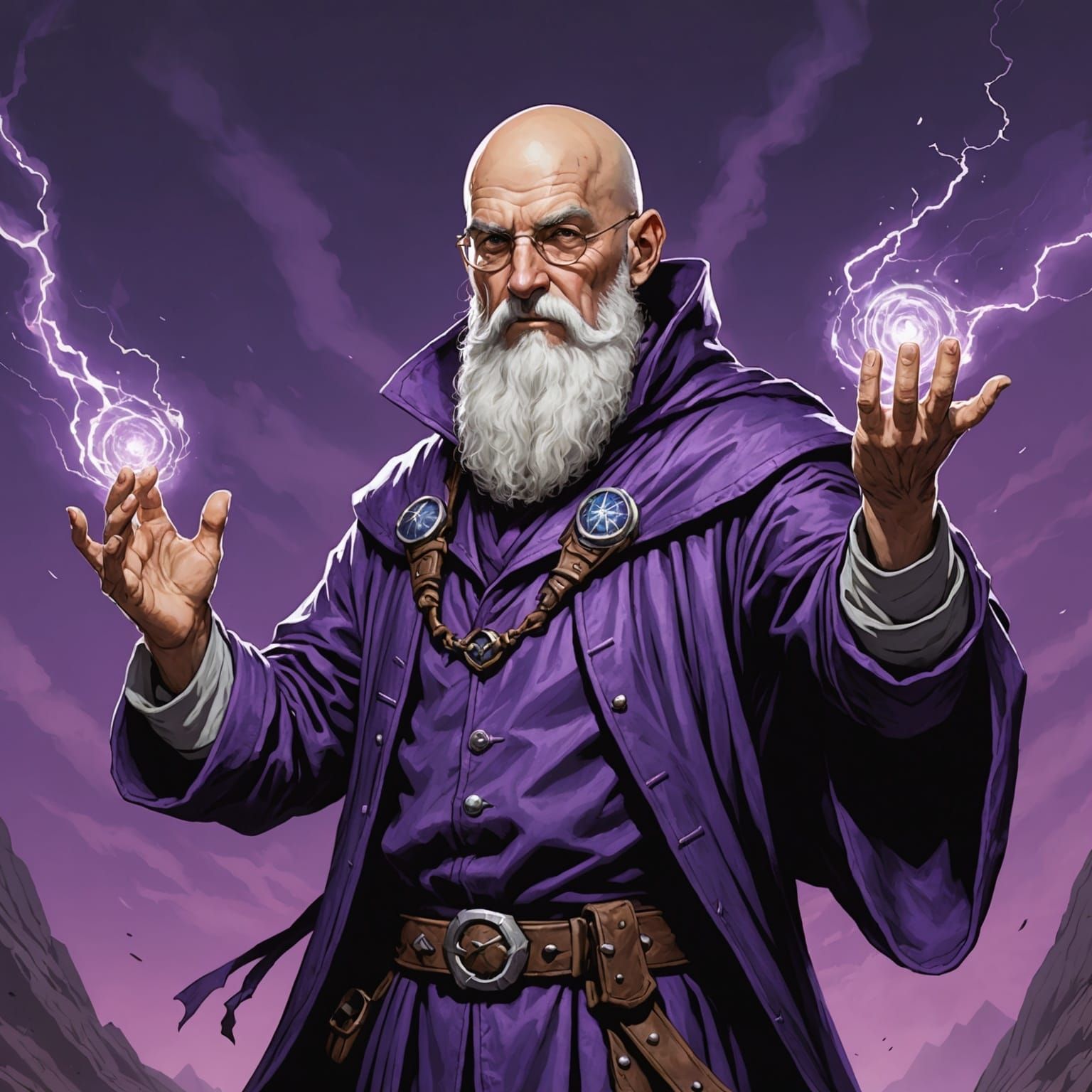 Old bald guy casting Telekinesis