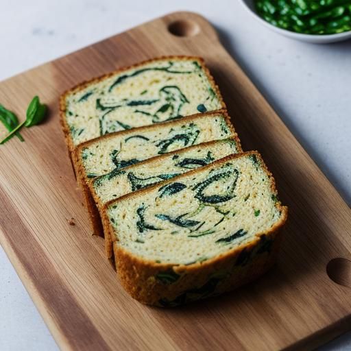Close-Up of Spinach Frittata Loaf in Rustic Style