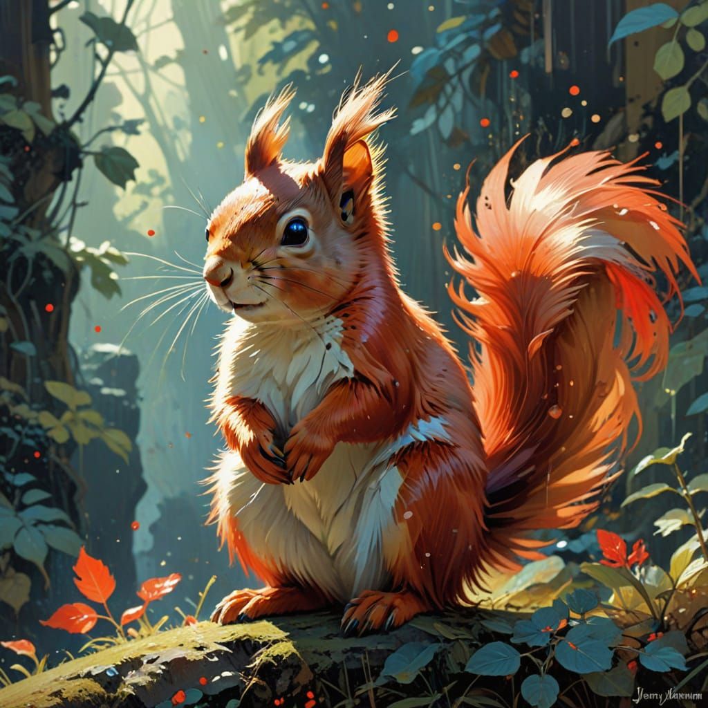 Squirrel :: gorgeous red bushy tail :: Edwin Landeer, profes...