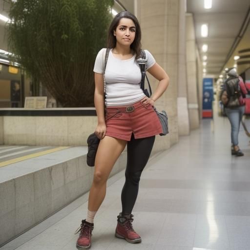 Latina Woman with Prosthetic Leg in Paris Metro
